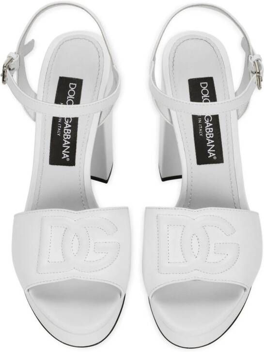 Dolce & Gabbana logo-embroidered platform sandals Wit