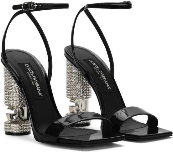 Dolce & Gabbana logo-lettering crystal-embellished sandals Zwart