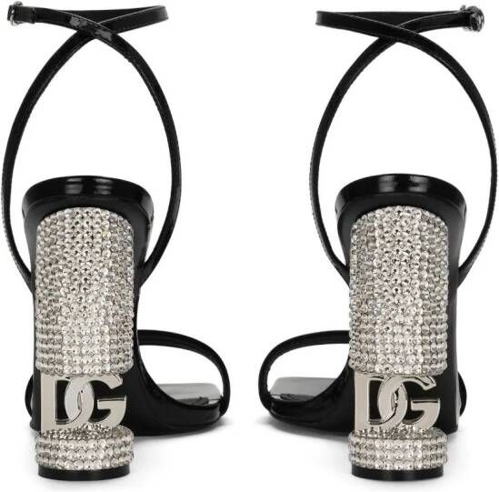 Dolce & Gabbana logo-lettering crystal-embellished sandals Zwart