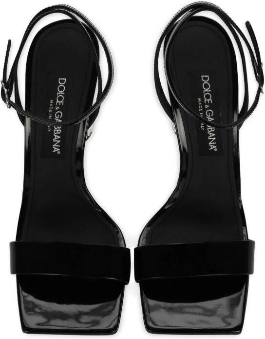 Dolce & Gabbana logo-lettering crystal-embellished sandals Zwart