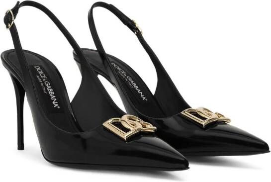 Dolce & Gabbana logo-plaque heeled slingback pumps Zwart