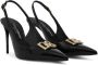 Dolce & Gabbana logo-plaque heeled slingback pumps Zwart - Thumbnail 2
