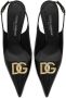 Dolce & Gabbana logo-plaque heeled slingback pumps Zwart - Thumbnail 4