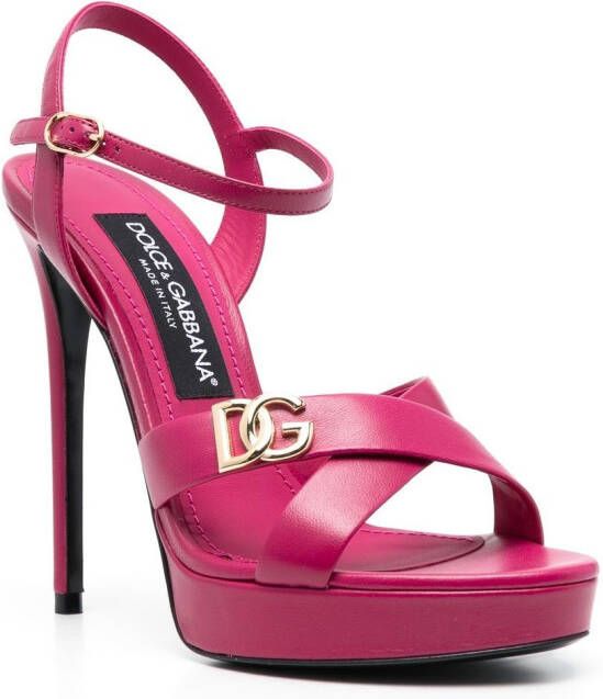 Dolce & Gabbana Sandalen met logoplakkaat Roze