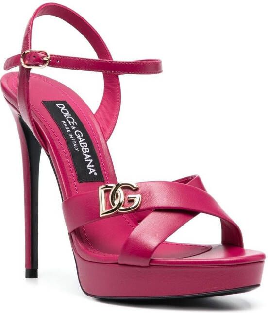 Dolce & Gabbana Sandalen met logoplakkaat Roze