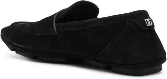 Dolce & Gabbana Suède loafers met logoplakkaat Zwart