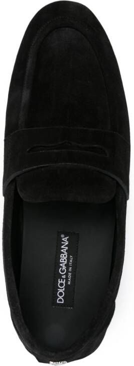 Dolce & Gabbana Suède loafers met logoplakkaat Zwart