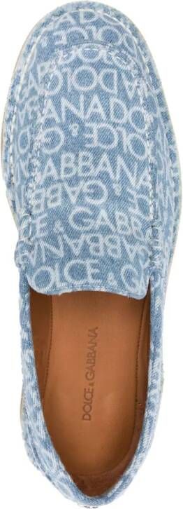 Dolce & Gabbana Denim loafers met logoprint Blauw