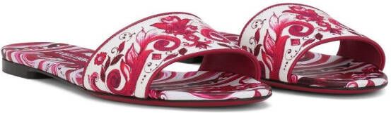 Dolce & Gabbana Slippers met Majolica-print Roze