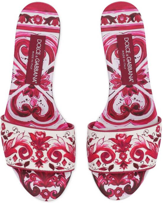 Dolce & Gabbana Slippers met Majolica-print Roze