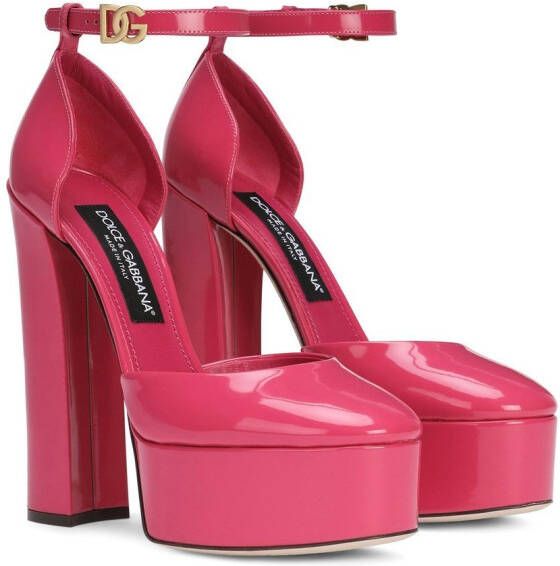 Dolce & Gabbana 145mm lakleren pumps met plateauzool Roze