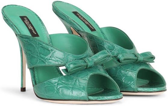 Dolce & Gabbana 105 mm leren sandalen met strikdetail Groen