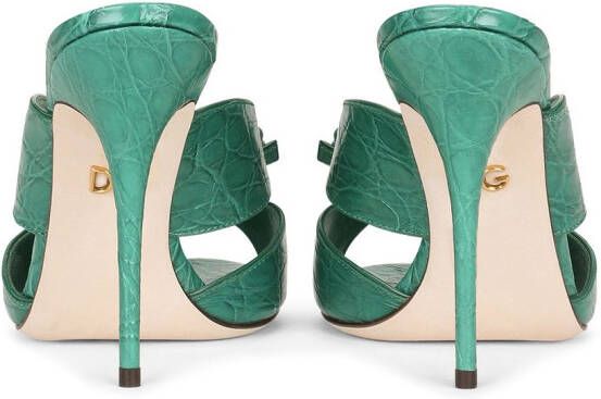Dolce & Gabbana 105 mm leren sandalen met strikdetail Groen