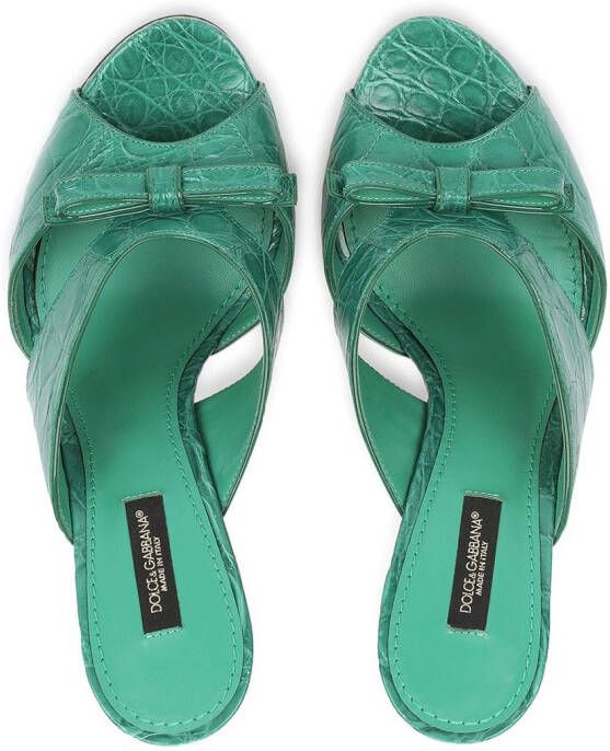 Dolce & Gabbana 105 mm leren sandalen met strikdetail Groen
