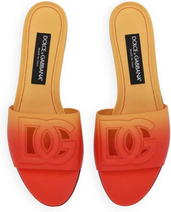 Dolce & Gabbana Ombré slippers met DG applicatie Oranje