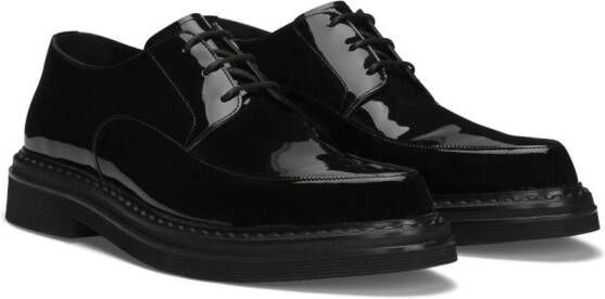 Dolce & Gabbana Paint leren derby schoenen Zwart