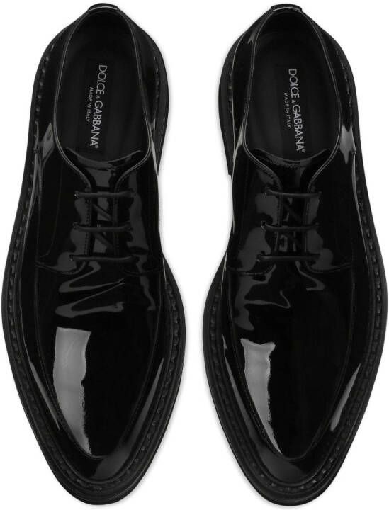 Dolce & Gabbana Paint leren derby schoenen Zwart