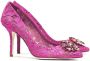 Dolce & Gabbana Pink Belucci 90 lace pumps with crystals Roze - Thumbnail 3