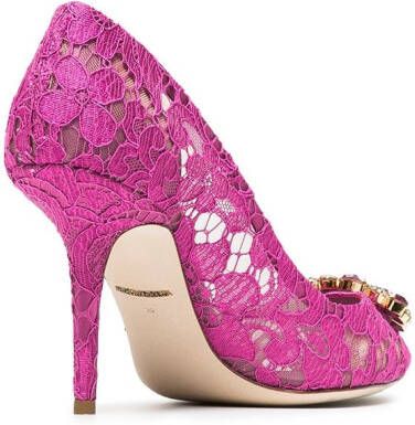 Dolce & Gabbana Pink Belucci 90 lace pumps with crystals Roze