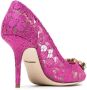 Dolce & Gabbana Pink Belucci 90 lace pumps with crystals Roze - Thumbnail 4
