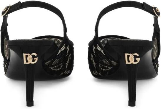 Dolce & Gabbana 60 mm kanten slingback pumps Zwart