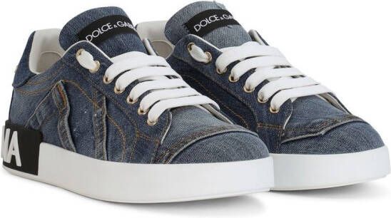 Dolce & Gabbana Portofino denim sneakers Blauw