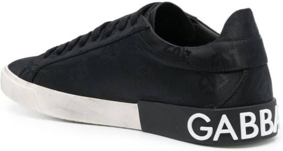 Dolce & Gabbana Portofino sneakers met jacquard Zwart