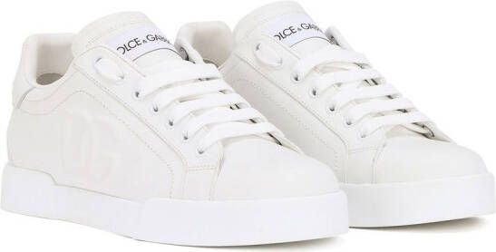 Dolce & Gabbana Portofino leren sneakers met logo-reliëf Wit