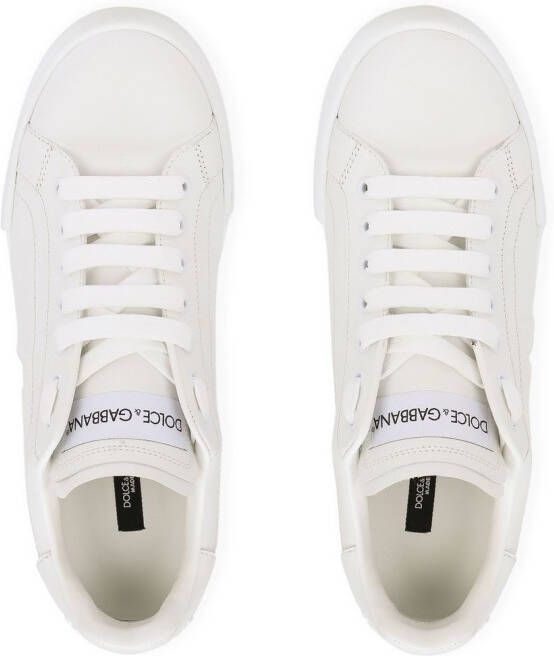 Dolce & Gabbana Portofino leren sneakers met logo-reliëf Wit