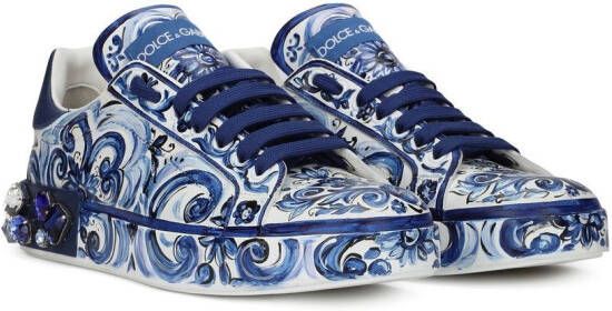 Dolce & Gabbana Portofino leren sneakers Blauw