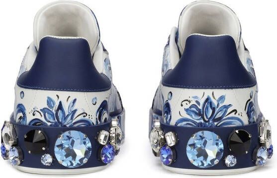 Dolce & Gabbana Portofino leren sneakers Blauw