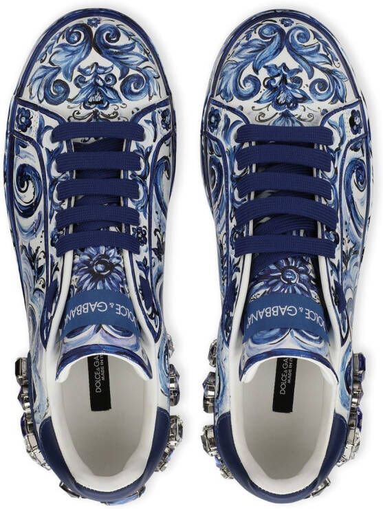 Dolce & Gabbana Portofino leren sneakers Blauw