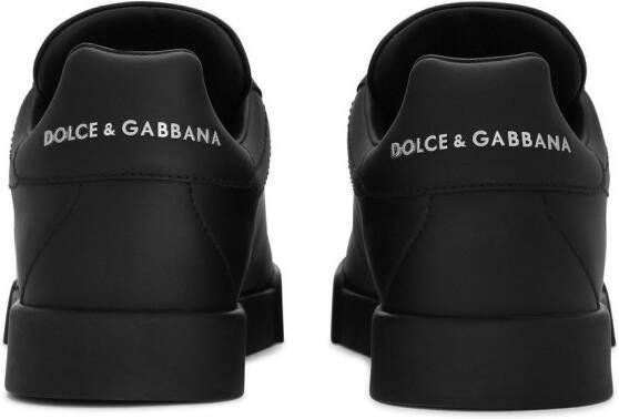 Dolce & Gabbana Portofino leren sneakers met logo label Zwart