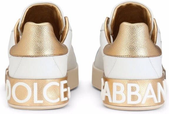 Dolce & Gabbana Portofino leren sneakers met logoprint Wit