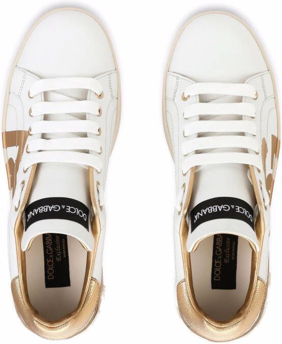 Dolce & Gabbana Portofino leren sneakers met logoprint Wit