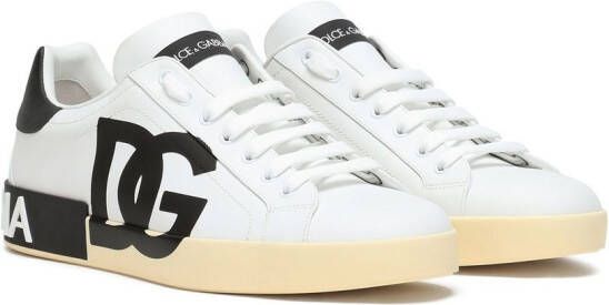 Dolce & Gabbana Portofino leren sneakers met logoprint Wit