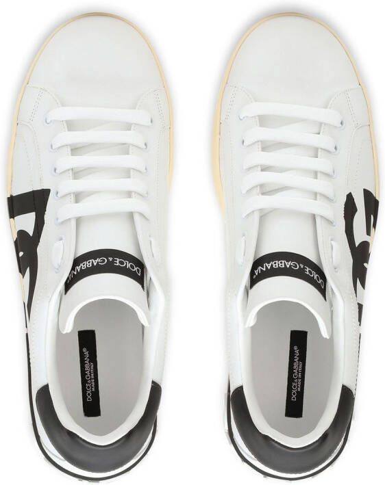 Dolce & Gabbana Portofino leren sneakers met logoprint Wit