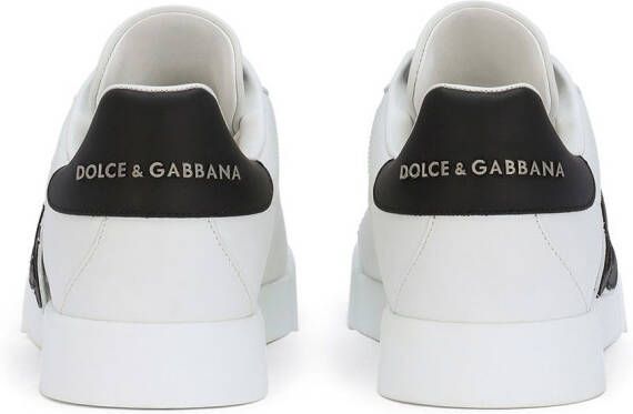 Dolce & Gabbana Portofino leren sneakers met logo label Wit