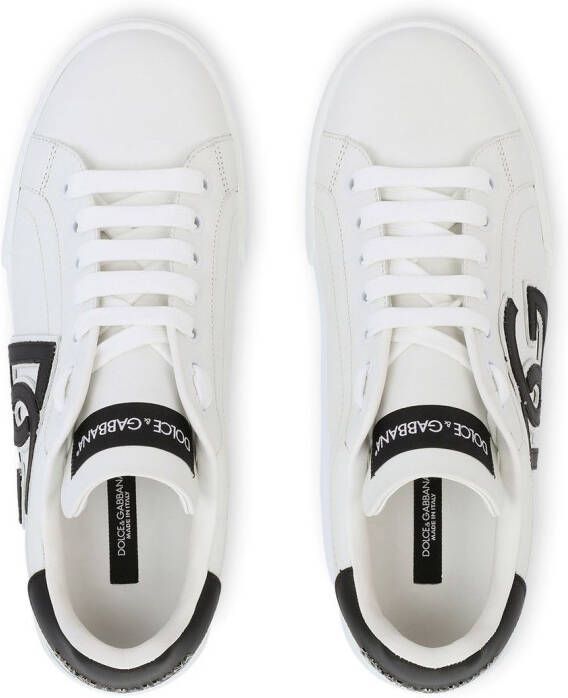 Dolce & Gabbana Portofino leren sneakers met logo label Wit