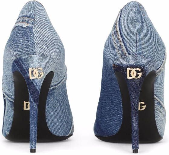 Dolce & Gabbana 105mm pumps met patchwork en gesp Blauw