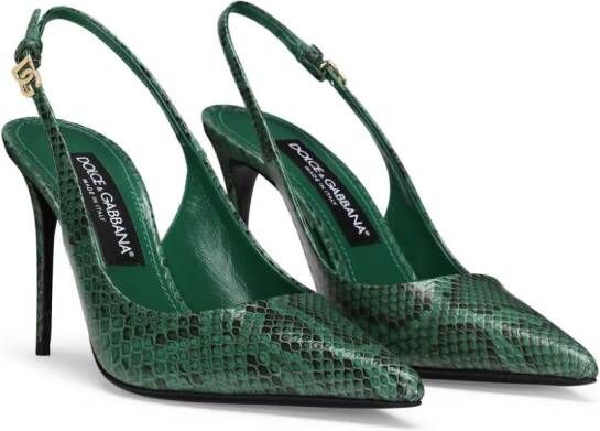 Dolce & Gabbana Pumps met slangenleer-effect Groen