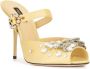 Dolce & Gabbana Kristalversierde Gele Zijden Sandalen Yellow Dames - Thumbnail 9