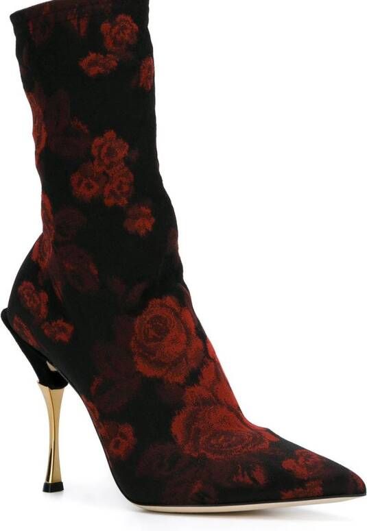 Dolce & Gabbana rose patterned sock boots Zwart