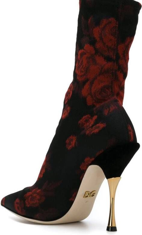 Dolce & Gabbana rose patterned sock boots Zwart