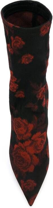 Dolce & Gabbana rose patterned sock boots Zwart
