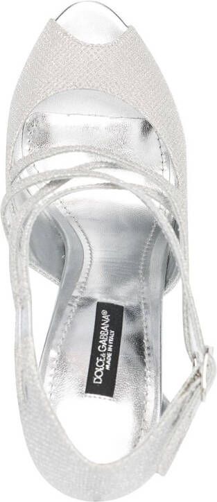 Dolce & Gabbana Sandalen met gekruiste bandjes Zilver