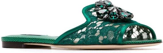 Dolce & Gabbana Sandalen met kristallen Groen