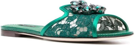 Dolce & Gabbana Sandalen met kristallen Groen
