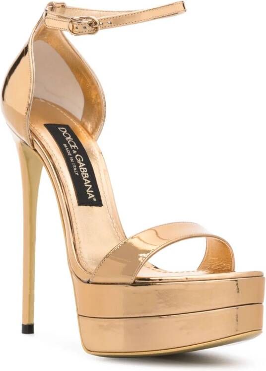 Dolce & Gabbana Keira 145 mm leren sandalen Goud