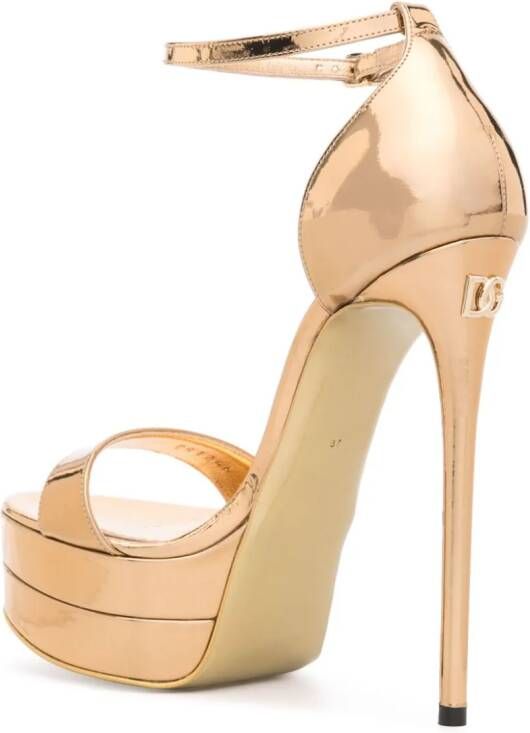 Dolce & Gabbana Keira 145 mm leren sandalen Goud